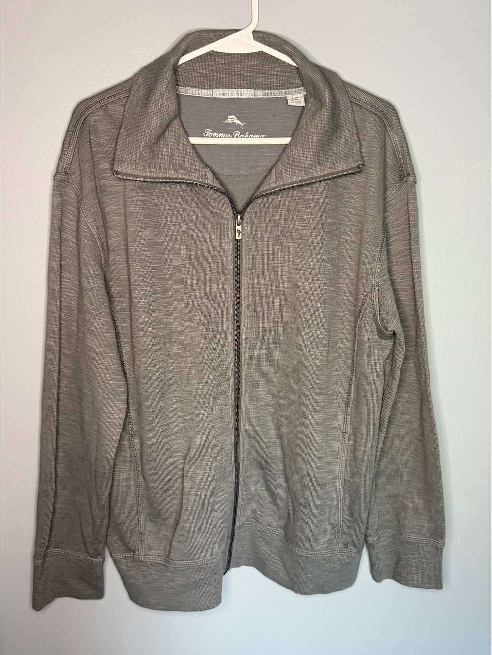 Tommy Bahama Men's Light Gray Zip-Up Jacket Large